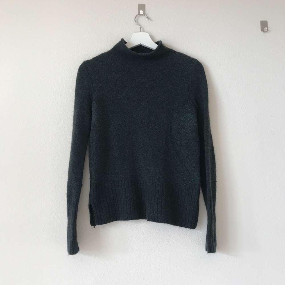 Madewell mockneck sweater, dark green, XS